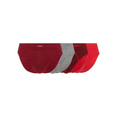 Big and tall pack of four red and grey plain and patterned slips